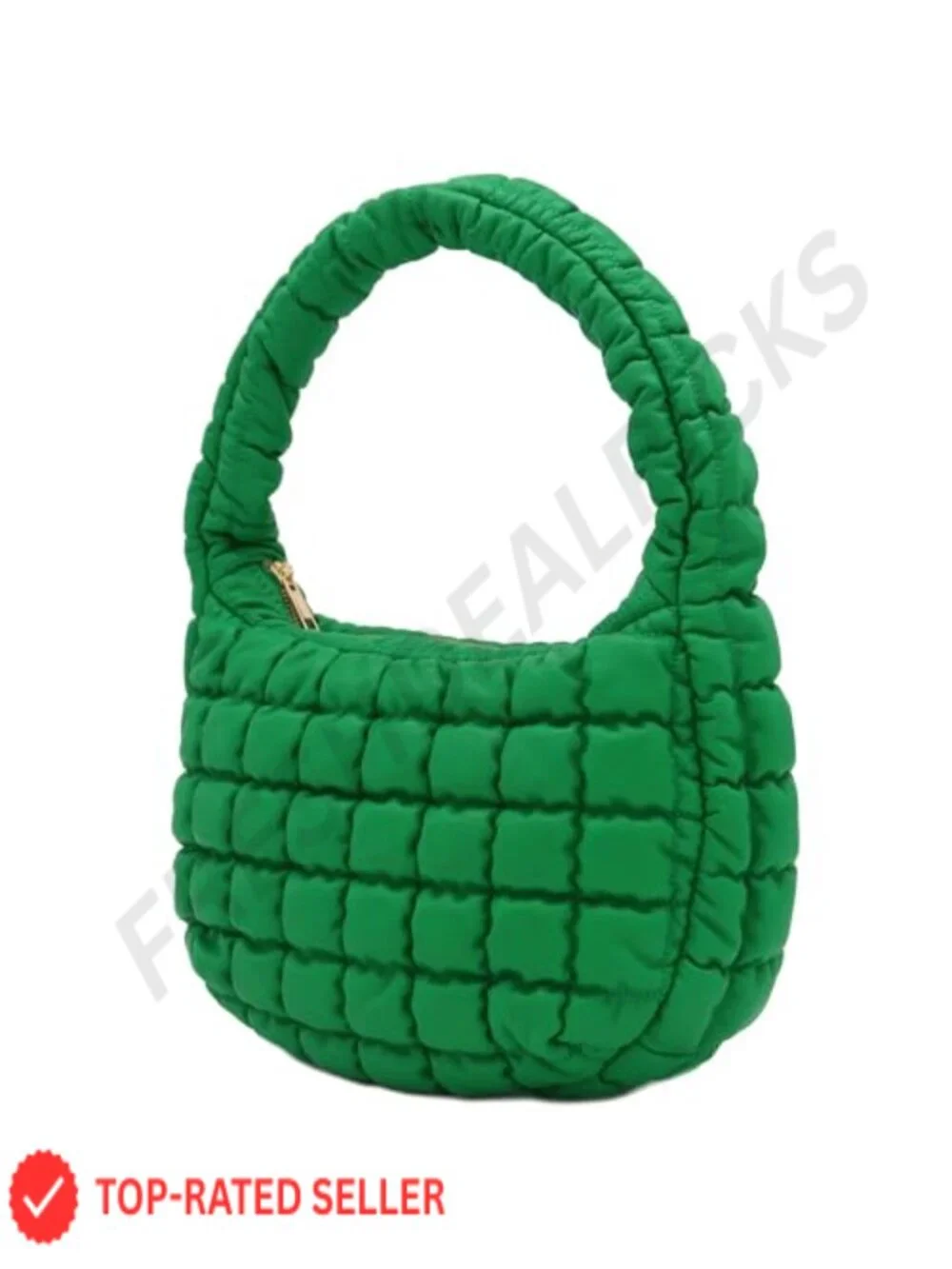 Lightweight Quilted Soft PU Leather Crescent Puffer Hobo Shoulder Bag